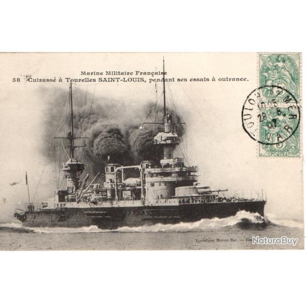 CPA-Marine Militaire Francise-Cuirass  Tourelles Saint-Louis, pendant ses essais  outrance N1148