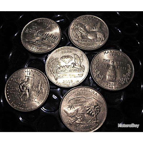 U.S.A 6 pieces commemoratives quarter dollar differentes ttb+