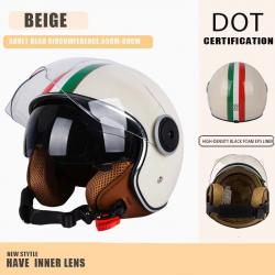 CASQUE DE MOTO AVEC VISIERE STYLE RETRO VINTAGE ITALIE DRAPEAU VESPA COULEURS DOT NEUF