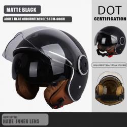CASQUE DE MOTO AVEC VISIERE STYLE RETRO VINTAGE ITALIE VESPA COULEUR NOIRE DOT NEUF