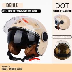 CASQUE DE MOTO AVEC VISIERE STYLE RETRO VINTAGE ITALIE VESPA COULEUR BEIGE DOT NEUF