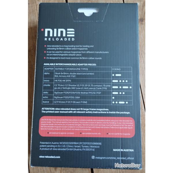 Adaptateur chargette Nine Reloaded Bravo