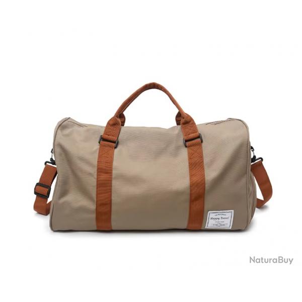 SAC CAMPING / VOYAGE AVION + POCHE CHAUSSURES - IMPERMABLE - 35 L - BEIGE - LIVRAISON GRATUITE