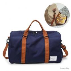 SAC CAMPING / CABINE AVION + POCHE CHAUSSURES - IMPERMÉABLE - 35 L - BLEU - LIVRAISON GRATUITE
