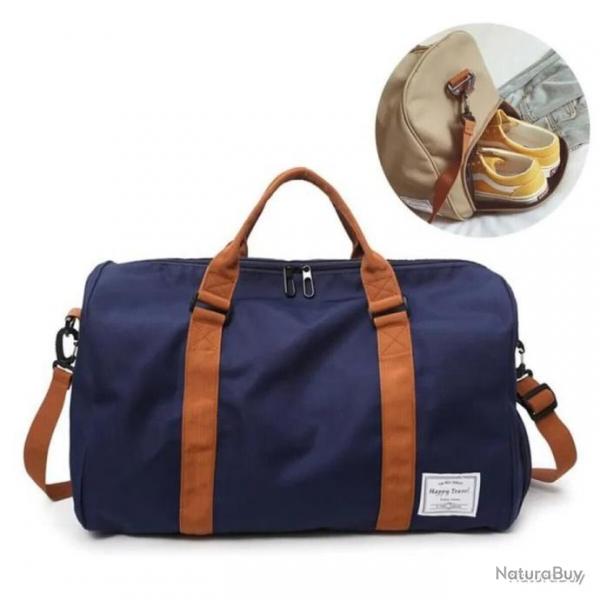 SAC CAMPING / CABINE AVION + POCHE CHAUSSURES - IMPERMABLE - 35 L - BLEU - LIVRAISON GRATUITE