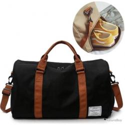 SAC CAMPING / CABINE AVION + POCHE CHAUSSURES - IMPERMÉABLE - 35 L - NOIR - LIVRAISON GRATUITE