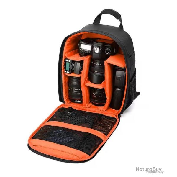 SAC APPAREIL PHOTO AVEC COMPARTIMENTS - IMPERMABLE ET REMBOURR - ORANGE - LIVRAISON GRATUITE