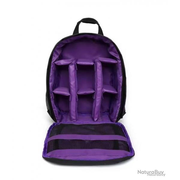SAC APPAREIL PHOTO AVEC COMPARTIMENTS - IMPERMABLE ET REMBOURR - VIOLET - LIVRAISON GRATUITE