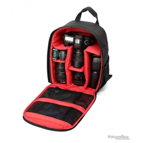 SAC APPAREIL PHOTO AVEC COMPARTIMENTS - IMPERMABLE ET REMBOURR - ROUGE - LIVRAISON GRATUITE