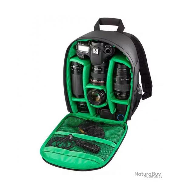 SAC APPAREIL PHOTO AVEC COMPARTIMENTS - IMPERMABLE ET REMBOURR - VERT - LIVRAISON GRATUITE