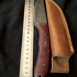 COUTEAU LAME DAMAS ETUI CUIR
