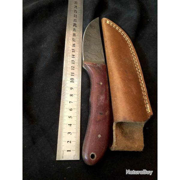 COUTEAU LAME DAMAS ETUI CUIR