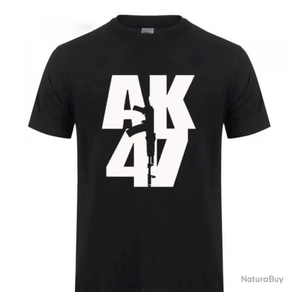 T-shirt motif Ak47 manches courtes coton - Noir / XXL