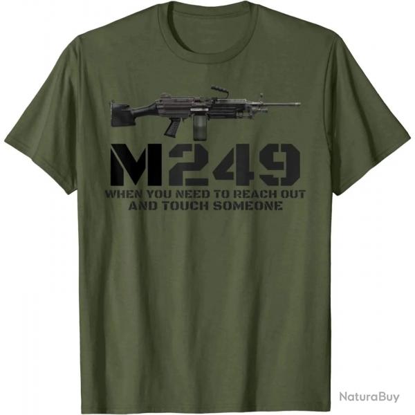 T-shirt motif fusil M249 manches courtes - Vert arme / XXXL