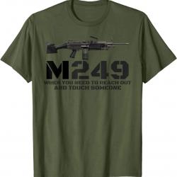 T-shirt motif fusil M249 manches courtes - Vert armée / M