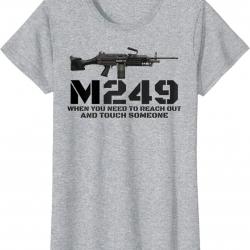 T-shirt motif fusil M249 manches courtes - Gris / XXXL