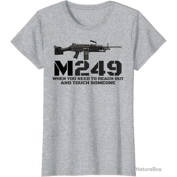 T-shirt motif fusil M249 manches courtes - Gris / XXXL
