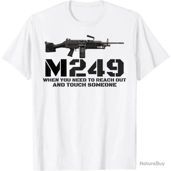 T-shirt motif fusil M249 manches courtes - Blanc / S