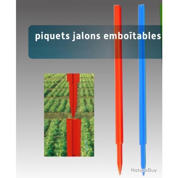 35 Piquets jalon de battue ORANGE FLUO embotables pour balisage jour nuit sous bois, chemin, neige