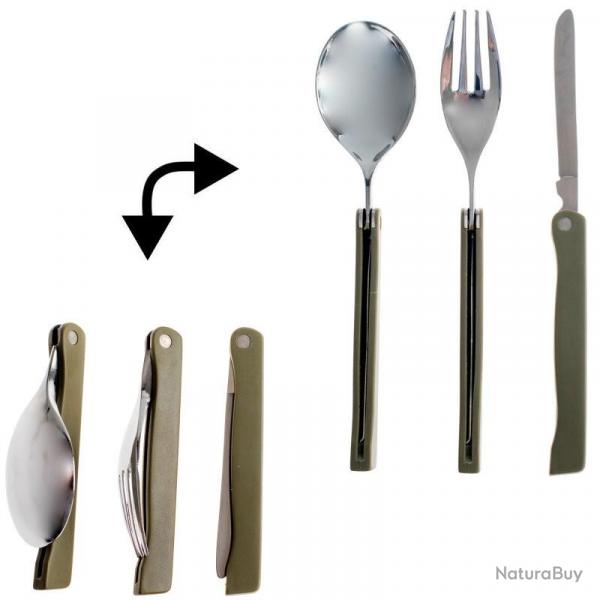 Kit de couverts pliants CAO 3 pices inox avec housse