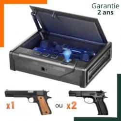 Coffre-fort biométrique pour arme de poing - Rétro éclairé bleu - Garantie 2 ans - Livraison rapide