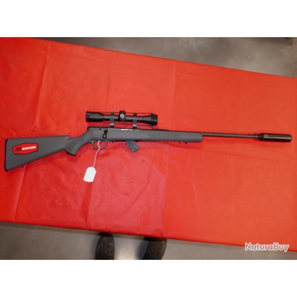 Carabine SAVAGE STEVENS 300 22Lr en pack avec lunette SIMMONS 4x32 et modrateur NIELSEN SONIC