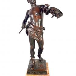 Eugene Marioton le charmeur de serpent sculpture bronze
