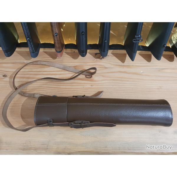 grand tui en cuir pour lunette de chasse