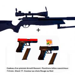 PACK-CADEAU ! Pack-9 Carabine Arrow Gamo 5,5 mm + Cadeau pistolet Airsoft Ressort Glock 17- 7-8 mm