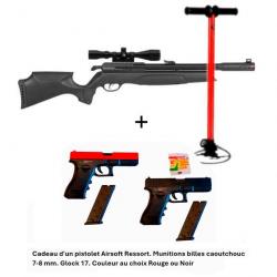 PACK-CADEAU ! Pack Carabine Arrow Gamo 5,5 mm + Cadeau pistolet Airsoft Ressort Glock 17.Cal. 7-8 mm