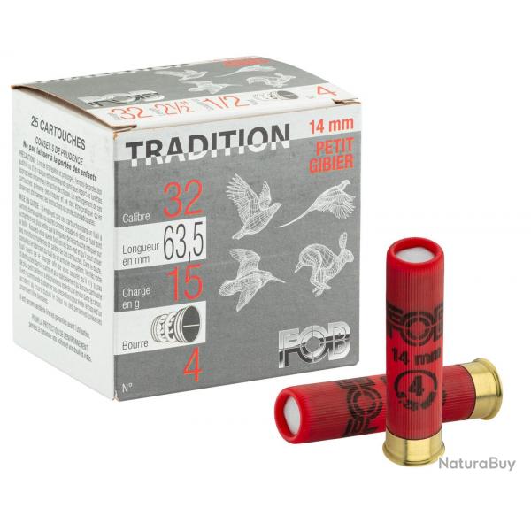 CARTOUCHES FOB TRADITION - CAL 14 MM X 25 Plomb N4