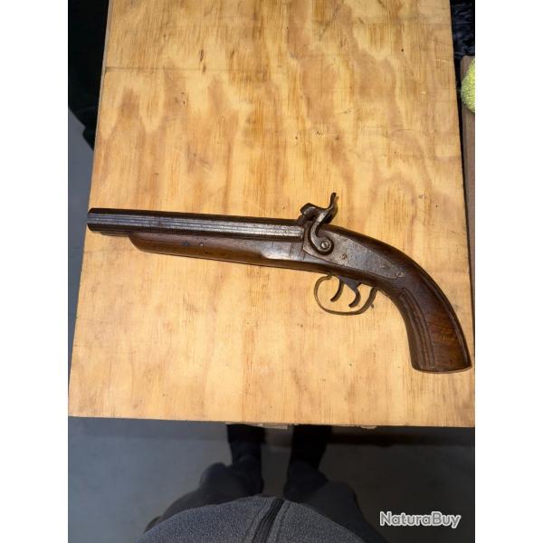 PISTOLET A PERCUSSION DOUBLE CANON