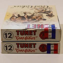 2 boites 10 cartouches tunet de chevrotine 12 grains bourre grasse , cal 12/70