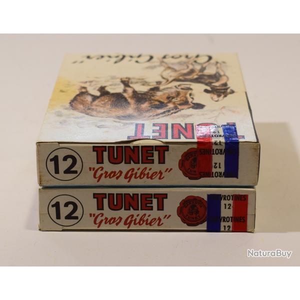 2 boites 10 cartouches tunet de chevrotine 12 grains bourre grasse , cal 12/70