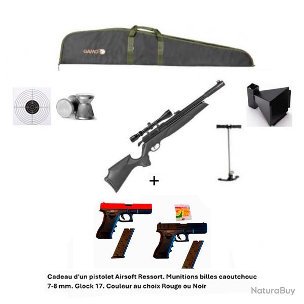 PACK-CADEAU ! Pack-16 Carabine Arrow Gamo 5,5 mm + Cadeau pistolet Airsoft Ressort Glock 17 - 7-8 mm