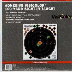 Lot de 20 cibles réactives adhésives Champion VisiColor de 8" (centres de cibles C50) FFTir pistolet