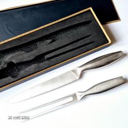 Ensemble couteau à découper et fourchette en inox massif