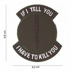 Patch 3D PVC "If I Tell You" (101 Inc) Marron