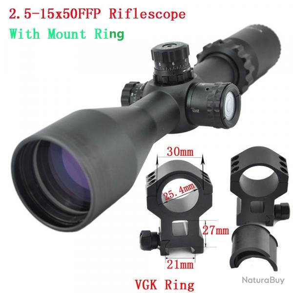 Visionking-Lunette de vise grand angle FFP, Mil-dot, tube 4.2 de 30mm -**21mm High Ring