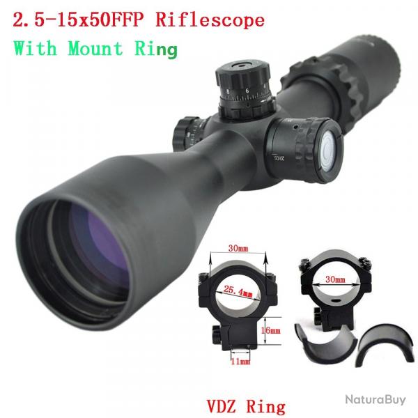 Visionking premier plan focal 2.5-15x50 Mil Dot illumin -**with 11mm Low rings
