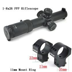 Visionking-Lunette de visée optique compacte 1-8x26 FFP, FMC 1/10 Mil -*with 11mm LIVRAISON GRATUITE