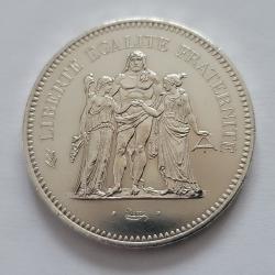 pièce de 50 francs HERCULE poids 30 grammes,diamètre 41 mm  titrage d'argent pour 900  1977