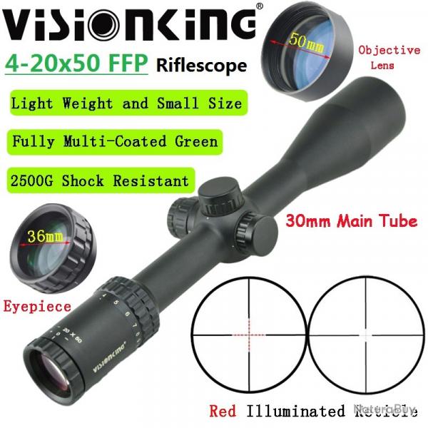 Visionking professionnel 4-20x50 FFP lunette de chasse grand Angle 30mm
