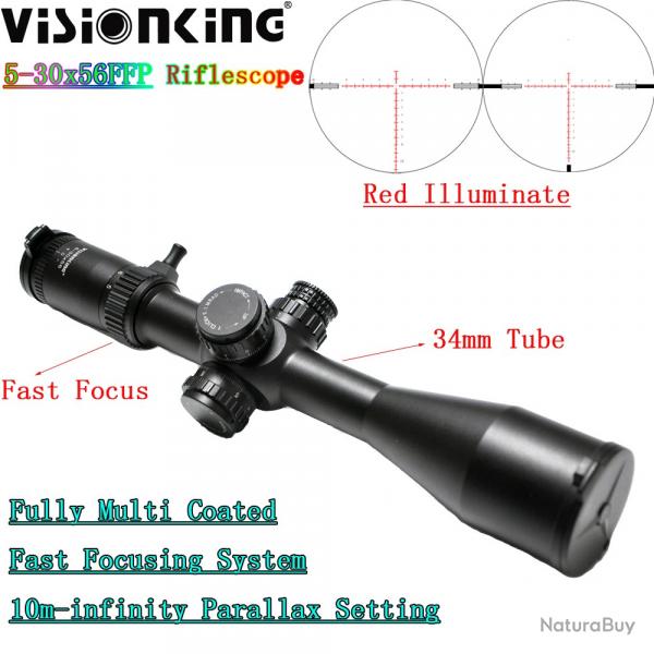 Visionking - lunette de chasse 5-30x56 FFP, mise au point rapide, Tube de 34mm