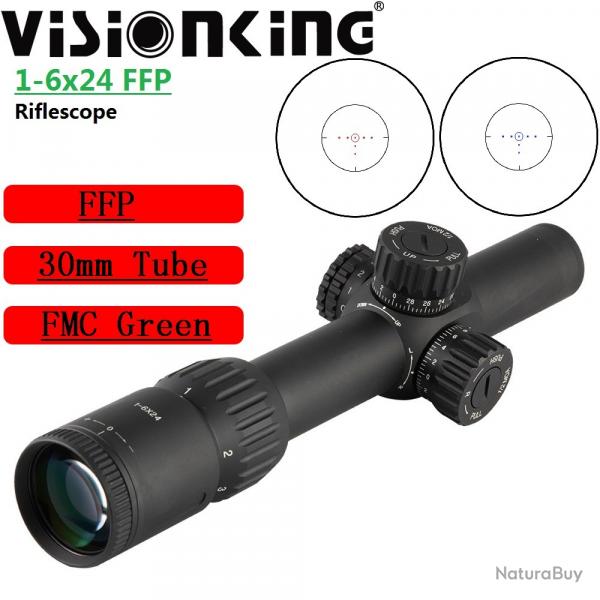 Visionking Wide View 1-6x24 FFP Chasse Riflescope 30mm Tube Sniper