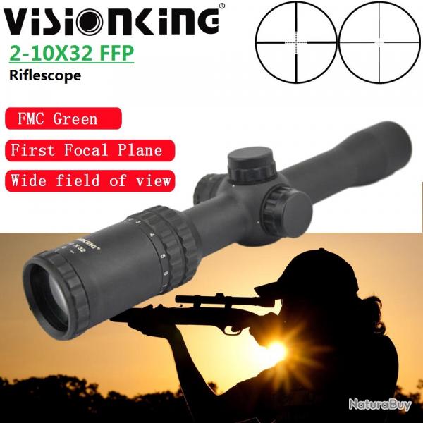 isionking 2-10x32 Lunette de vise grand angle FFP Illumination