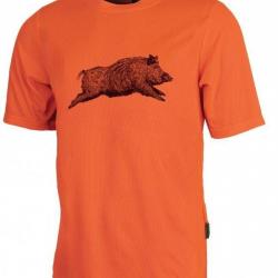 Tee-shirt femme manches courtes sanglier orange TREELAND-M
