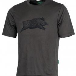 Tee-shirt enfant manches courtes sanglier kaki TREELAND-10 ans