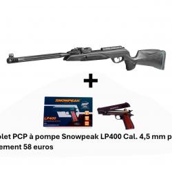 PACK COMBINÉ ! Carabine Gamo Speedster IGT 10X GEN2i C. 4,5 mm + Pistolet SNOWPEAK LP400 Cal. 4,5 mm