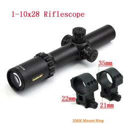 Visionking 1-10x28 portée de fusil de chasse tube de 35mm -**with 21mm Rings